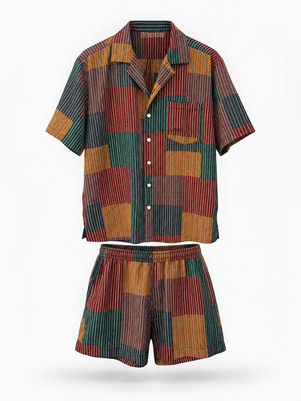 Shades of Grey by Micah Cohen Short Sleeve Button Down Shirt and Shorts Set Size
